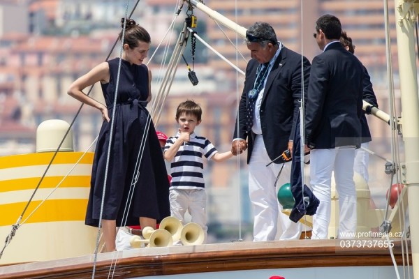 Monaco Princely Family at the yacht Pacha III they depart of Monaco ...